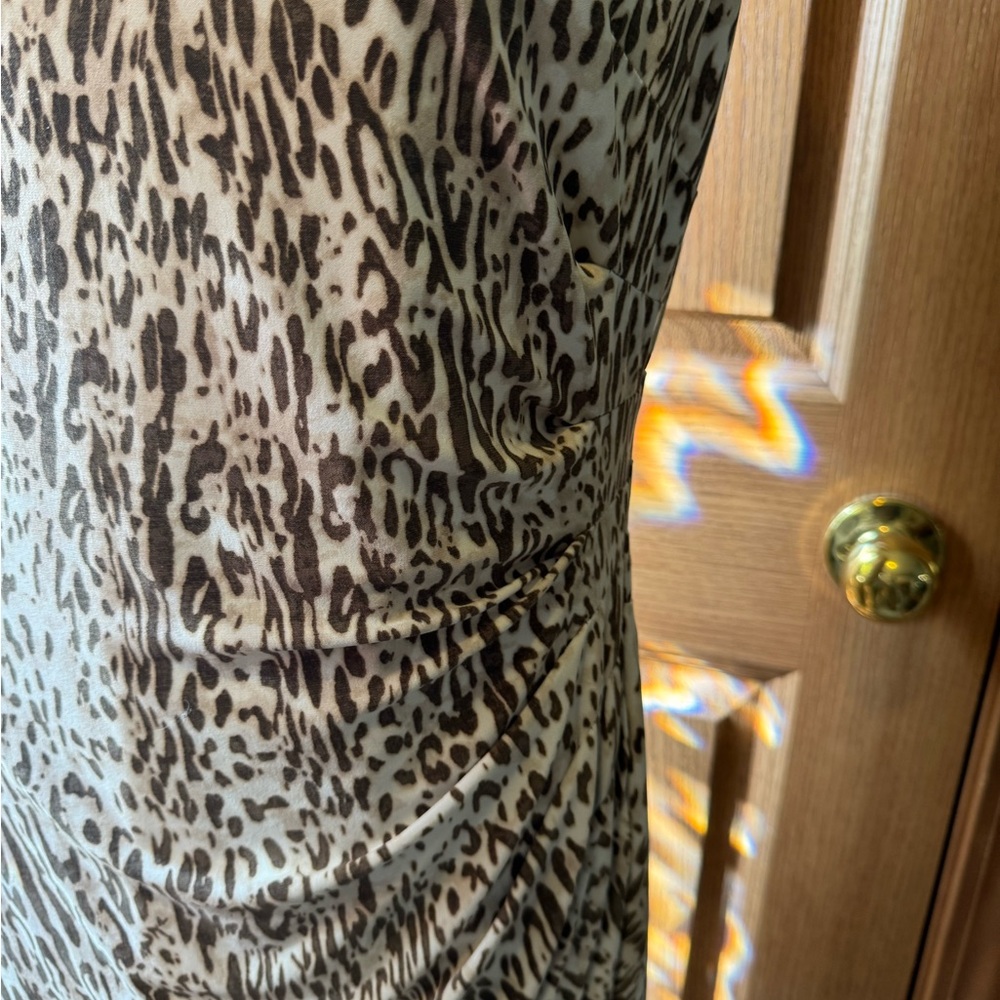 JONES NY Women’s Size 10 Leopard-print Sheath Dress Brown/ivory EUC - Picture 3 of 8